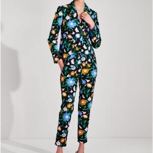 Kate Spade Garden Twill Pantsuit Black and Multi sz 12